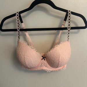 Lace Trim Pink Bra